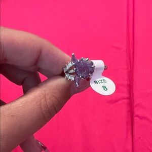 Elegant Silver and Purple Women's Ring